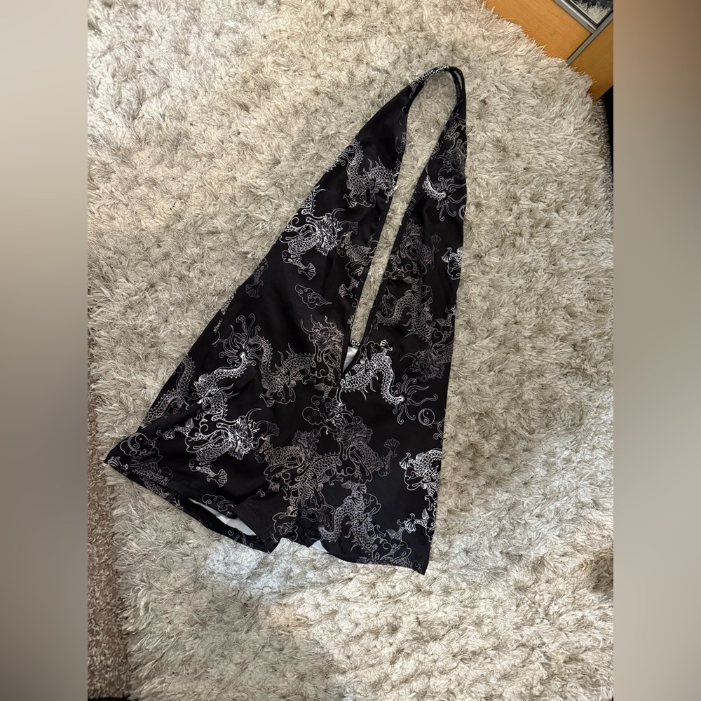 SHEIN Black and White Dragon Print Romper